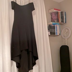 Black Glitter High Low Off The Shoulder dress